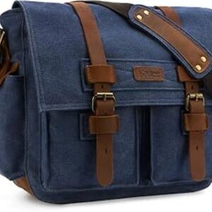 Katte Unisex Canvas Messenger Blue Shoulder Bag